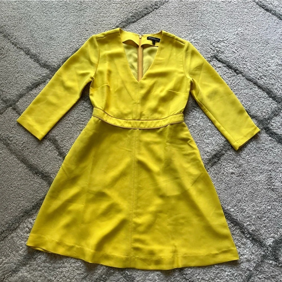 Banana republic Yellow mini dress long sleeve pockets. A line 0 - Picture 1 of 10